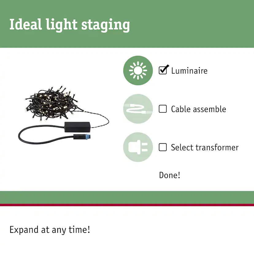 Ljusslinga LED Paulmann Yuna Fairy Lights Plug & Shine IP44 24V Ljus: Soft White, Längd: 10 m