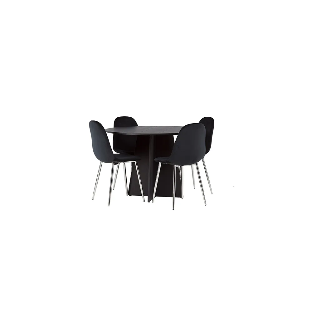 Matgrupp Venture Home Bootcut Ø110 cm med 4 st Polar stolar Svart