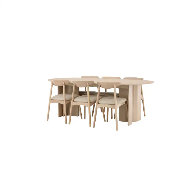 Tyresö Table 100x220 cm - Whitewash with Ven Chair - Whitewa Whitewash/Whitewash