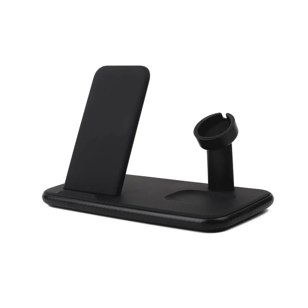 Trådlös Gear Tripple Qi Laddare Usb-C Anslutning 20W Totalt Svart Mobil/Watch/Airpods