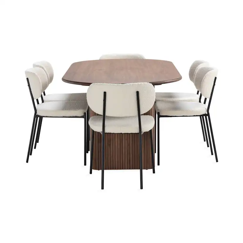 Matgrupp Bark Noira Matbord 220 cm med 6Gemmanio Matstol
