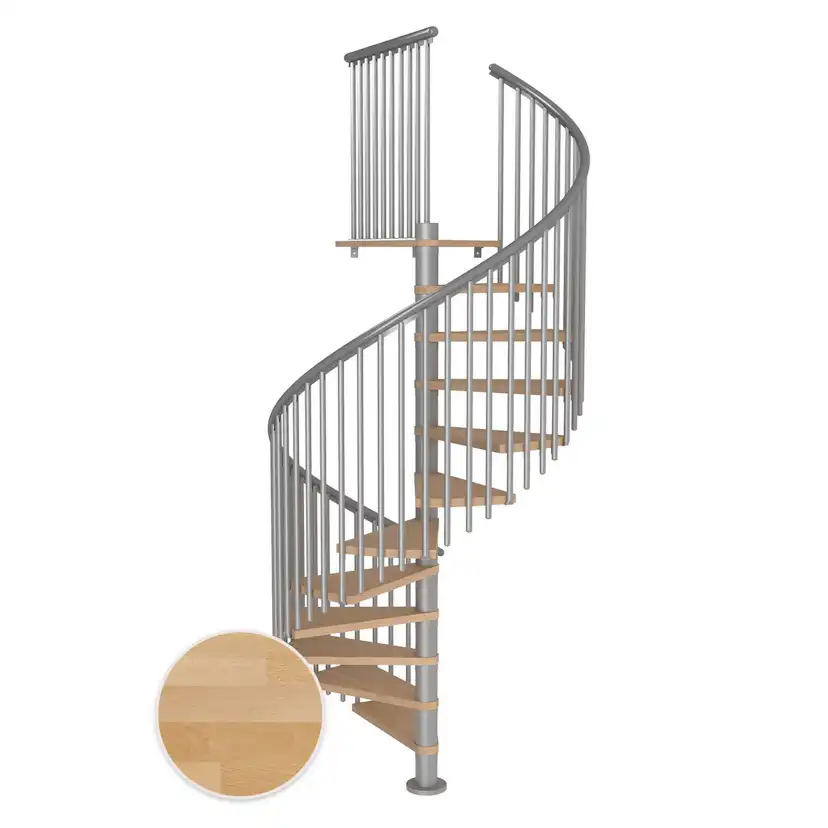 MONTREAL spiral bok oljad pearl grey CLASSIC5 11T Ø160 Pearl Grey, Golv till golv höjd: 2500-2860 mm, 11+1 steg