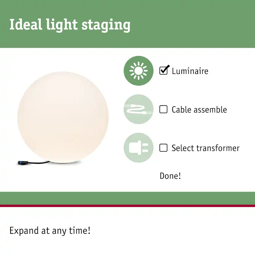 Dekorationsljus LED Paulmann Globe Plug & Shine IP67 24V Diameter: 500 mm