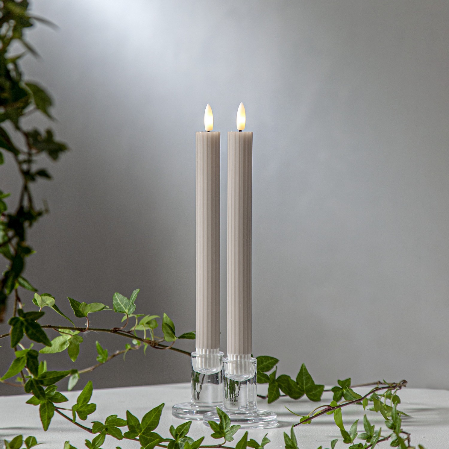 LEDAntikljus2p Flamme Stripe Beige