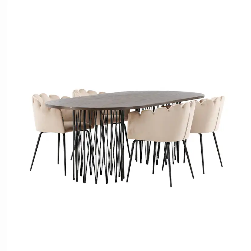 Matgrupp furniture/fashion Stone med 4 Limhamn Stolar
