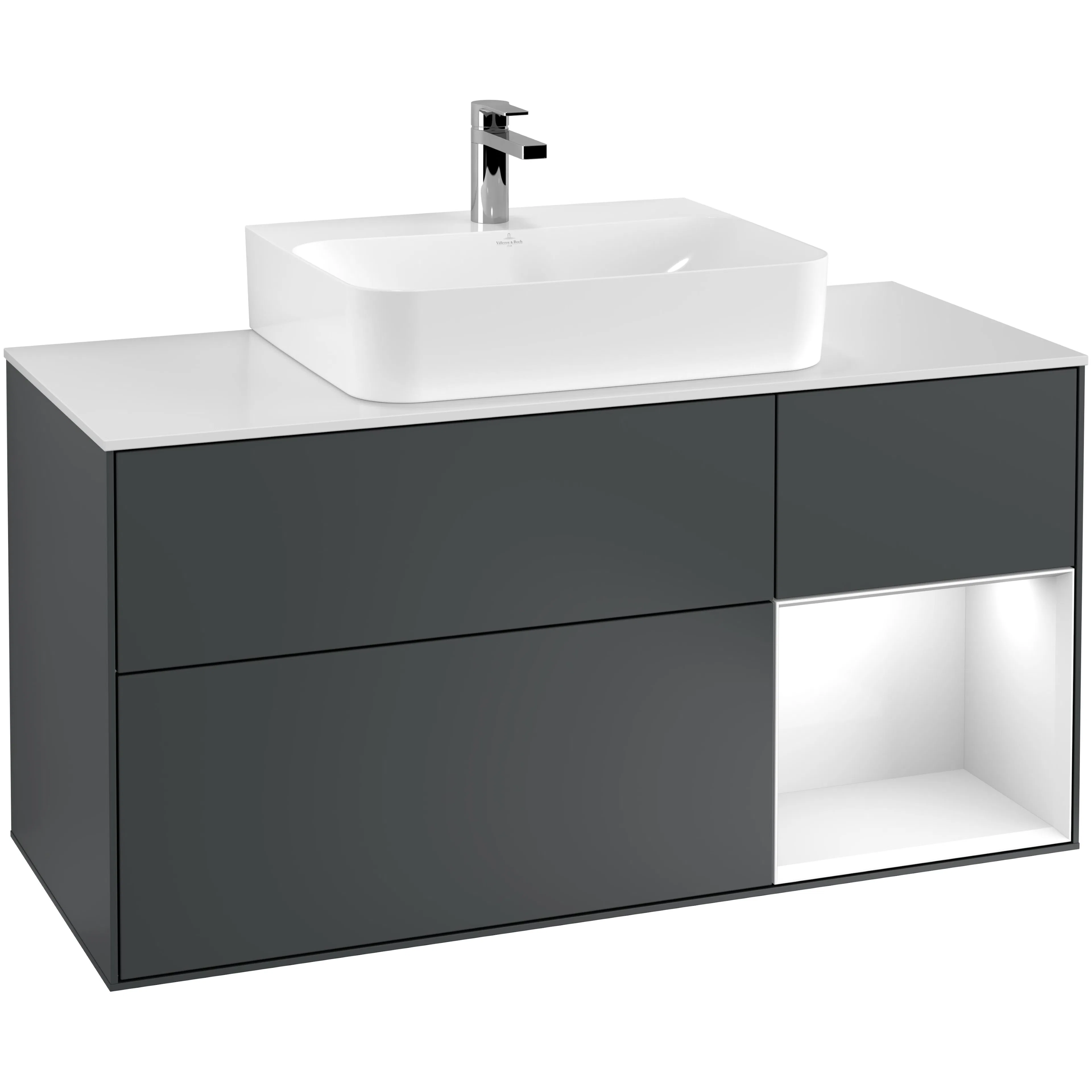 Tvättställsskåp Villeroy & Boch Finion med 3 Lådor Hylla och Bänkskiva för Centrerat Tvättställ