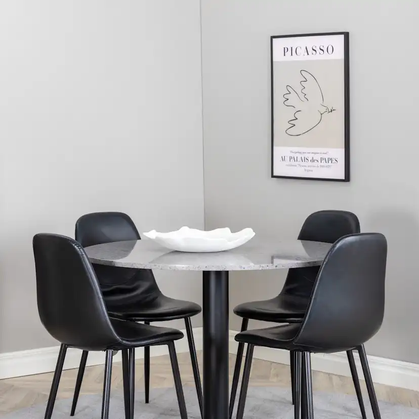 Matgrupp Venture Home Roxanna Grå Bord med 4 Pobbie Stolar Läder