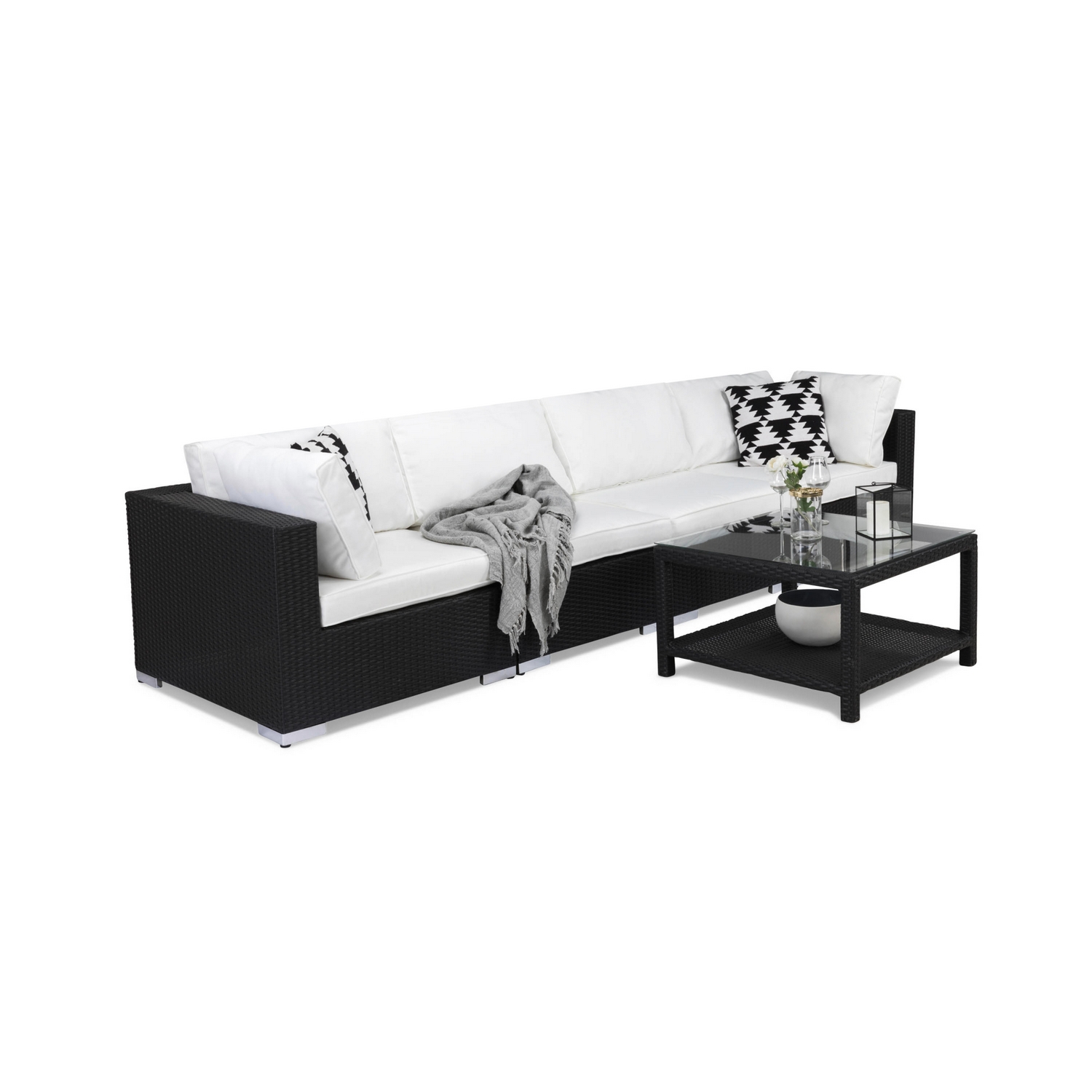 Loungegrupp Comfort Garden Bahamas 4-sits Rak med Utebord Utomhus