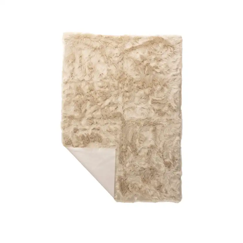 Katy Polyester Fake Fur - 230*160-Rectangular-Beige Beige