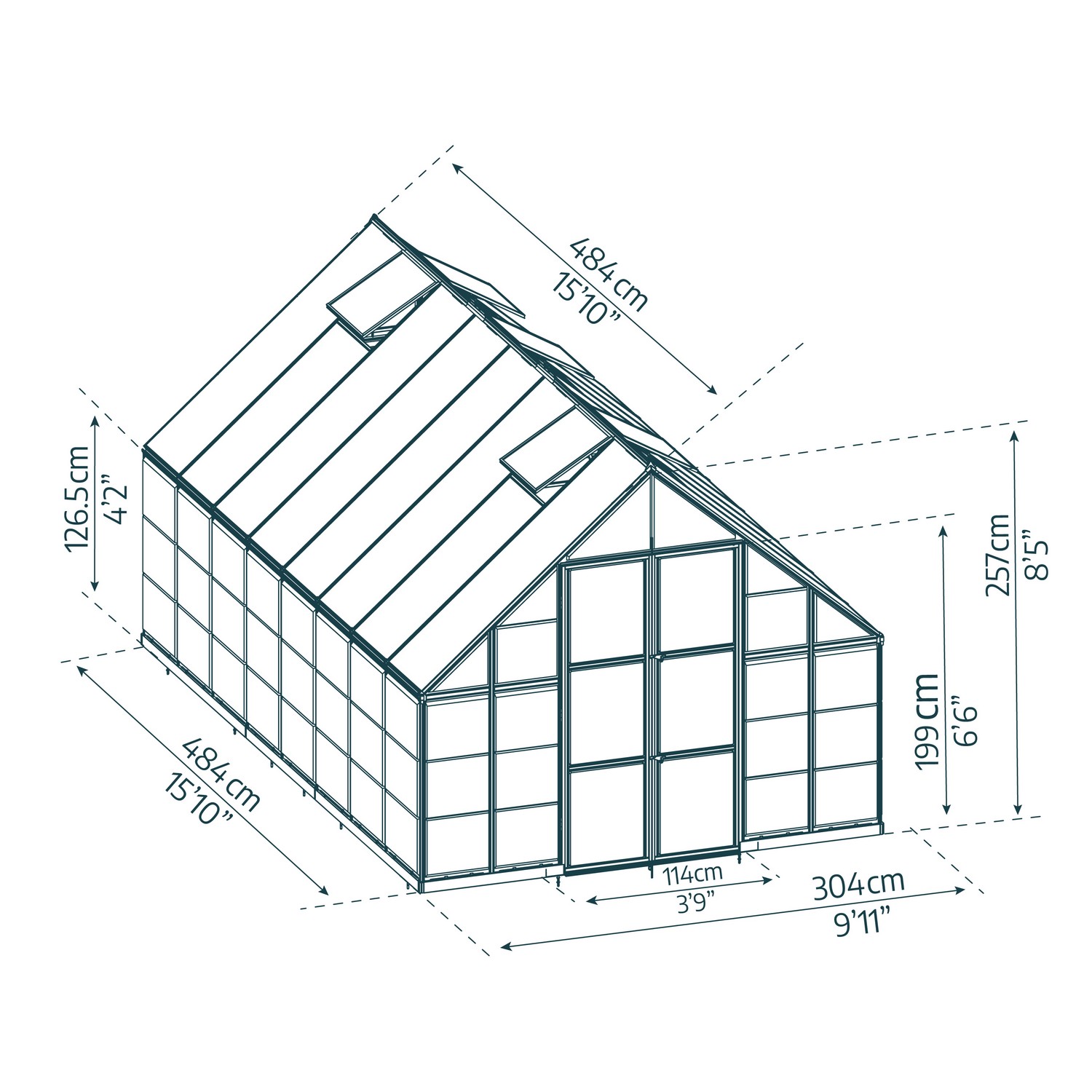 Växthus Canopia by Palram Balance Aluminiumram med UV-Skyddad Polykarbonat & Ventilationsfönster, 14,3 m²