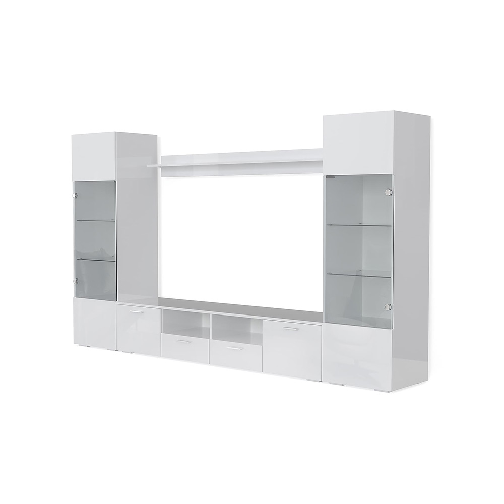 TV-Möbelset In Living Mellon Vit TV-Bänk & Hyllor 260cm