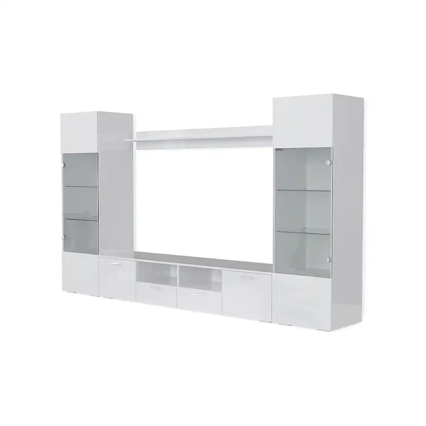 TV-Möbelset In Living Mellon Vit TV-Bänk & Hyllor 260cm