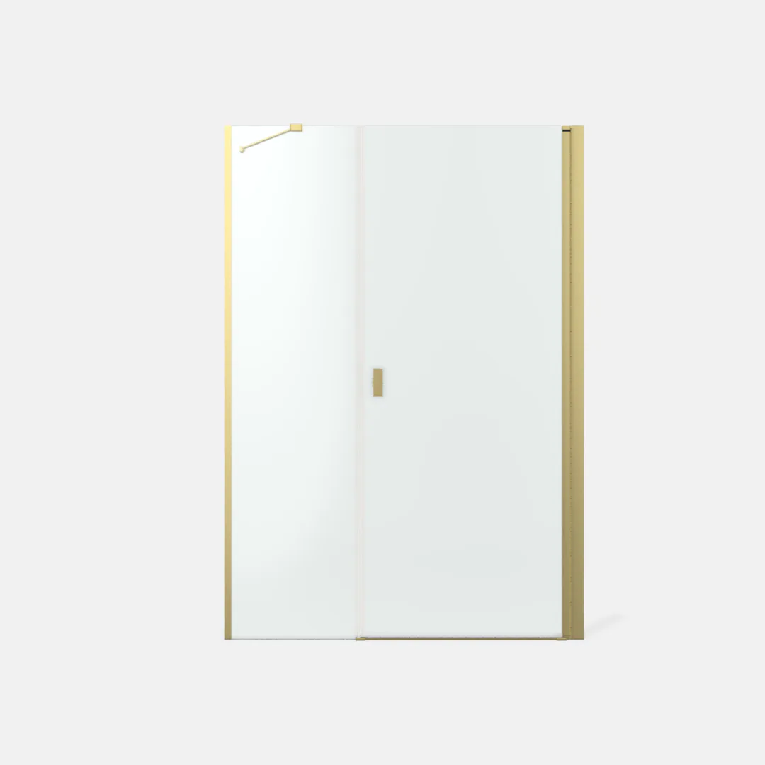 Noma 45 svängdörr höger med sidopanel 1100 mm 6 mm glas med Bredd: 1100 mm, Borstad Mässing