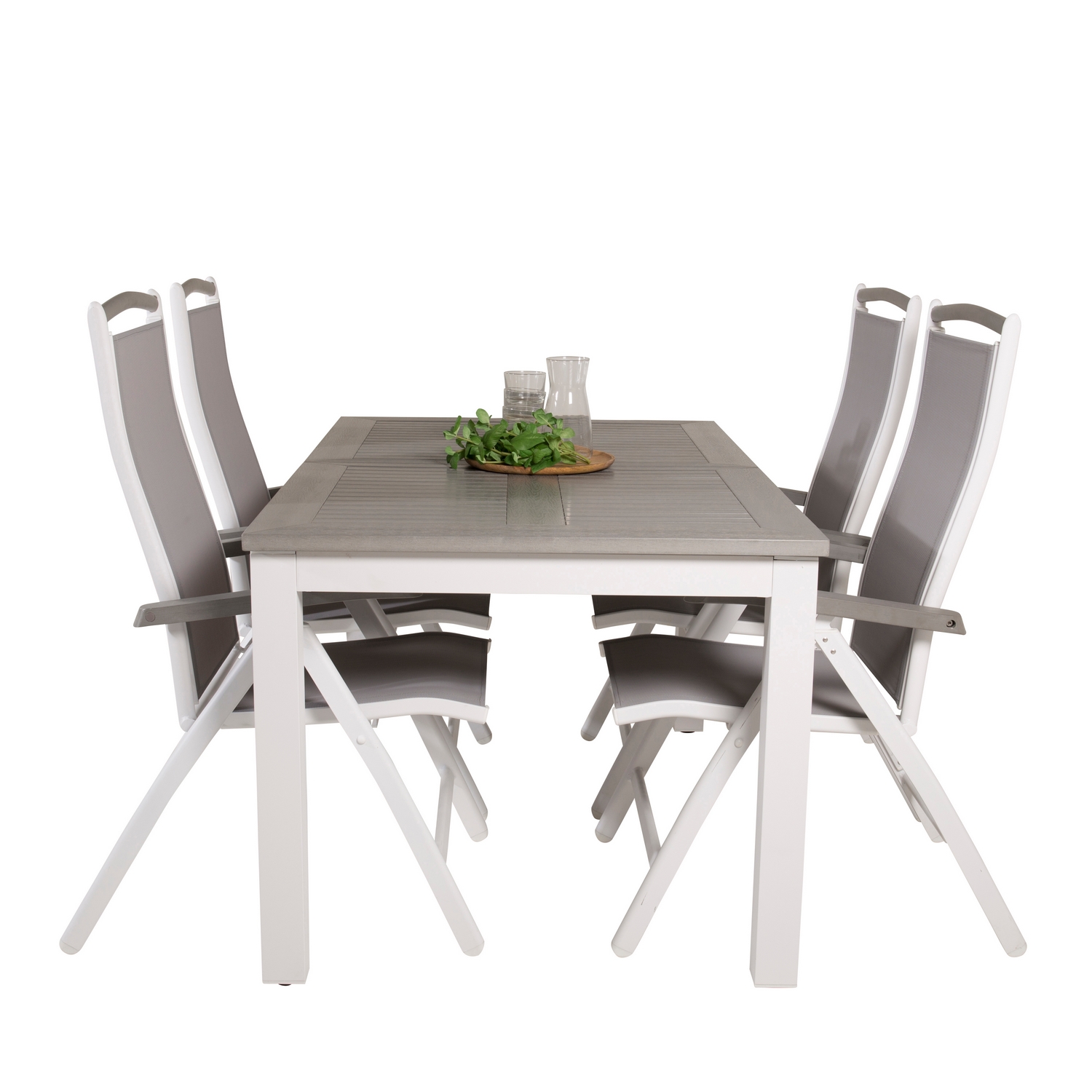 Albany Dining Table 152/210*90 - White Alu / Grey Aintwood+A Grå