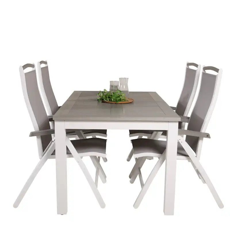 Albany Dining Table 152/210*90 - White Alu / Grey Aintwood+A Grå