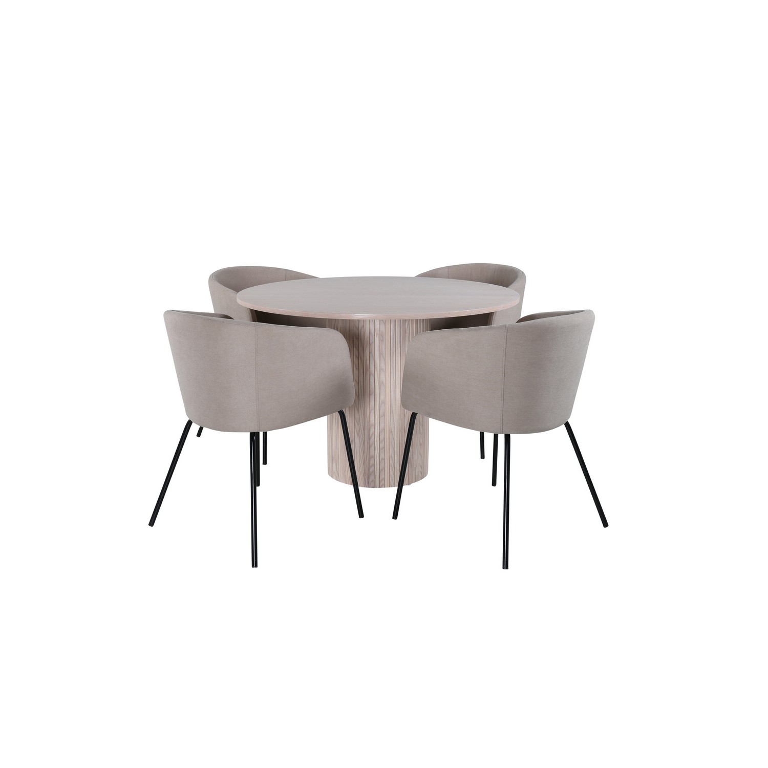 Matgrupp Venture Home Bianca Rund med 4 Bergen Stolar Polyester