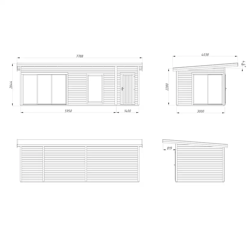Stuga Palmako Andrea 22,1 m² Slide Plus (inv. 21,1 m²)
