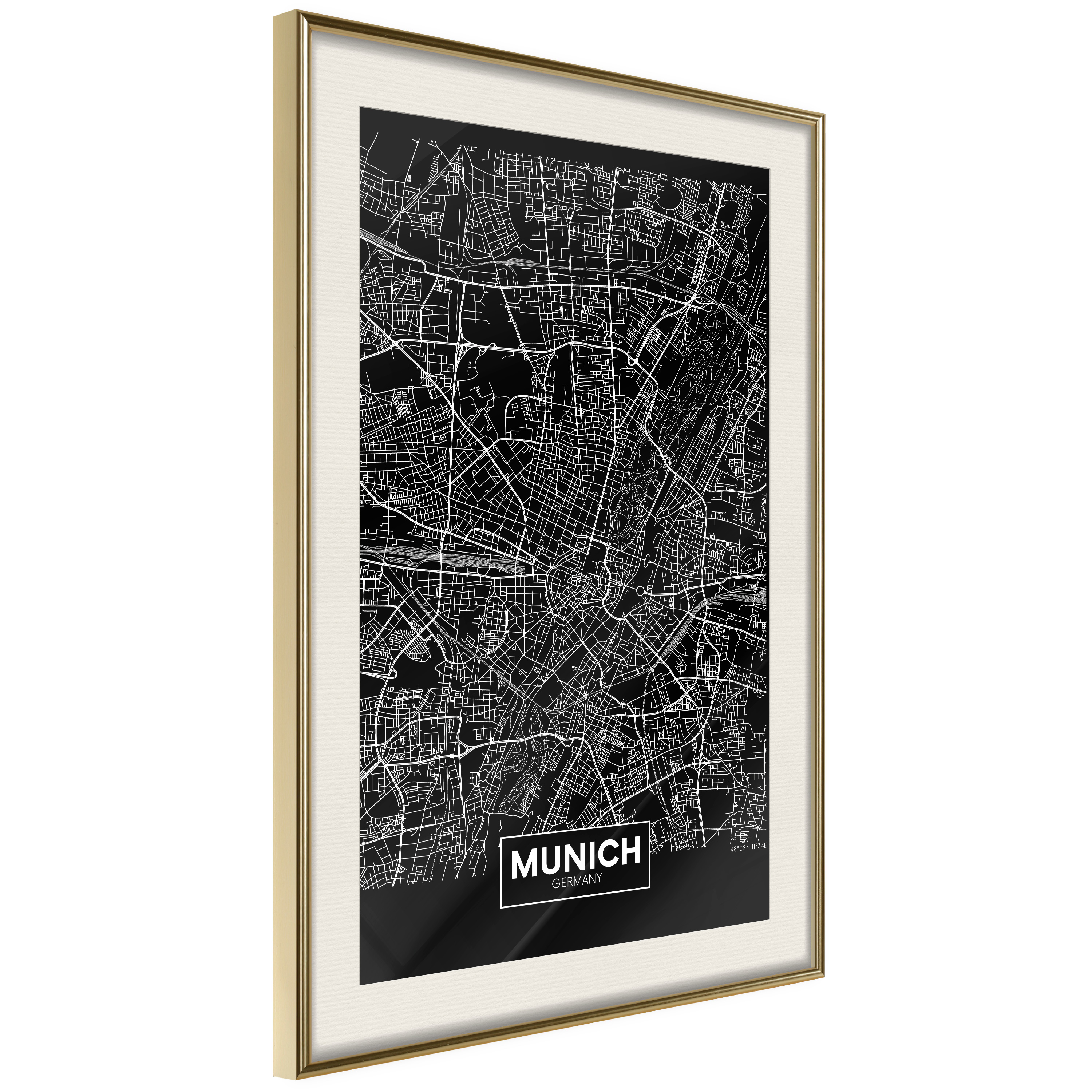 Poster Artgeist Affisch Dark Map of Munich