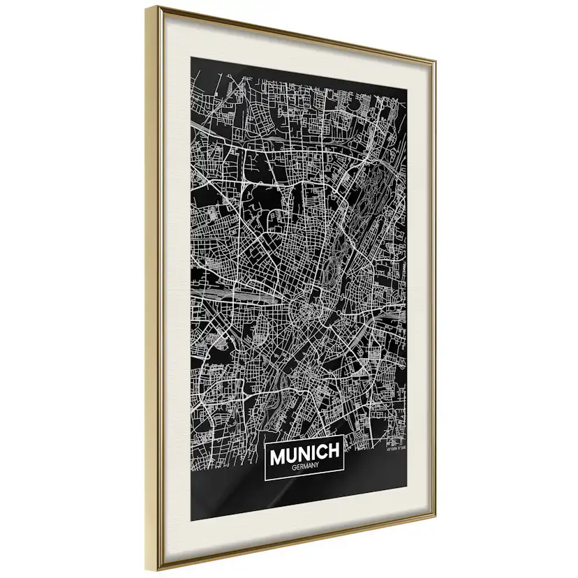 Poster Artgeist Affisch Dark Map of Munich