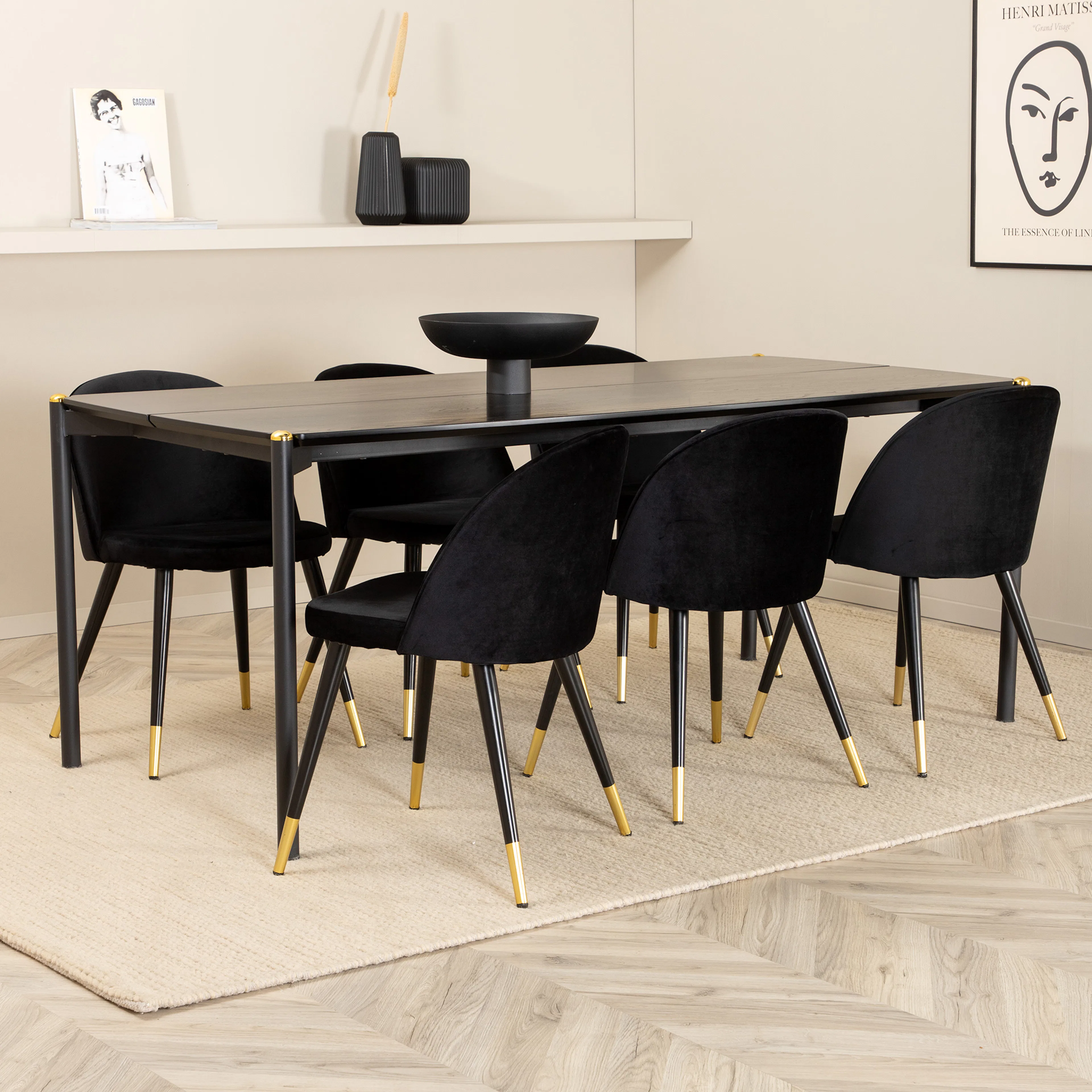 Matgrupp Venture Home Paris med 6 Valentina Stolar Sammet