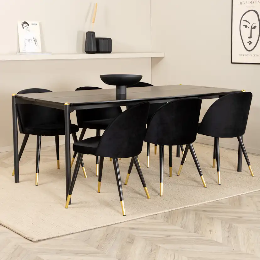 Matgrupp Venture Home Paris med 6 Valentina Stolar Sammet