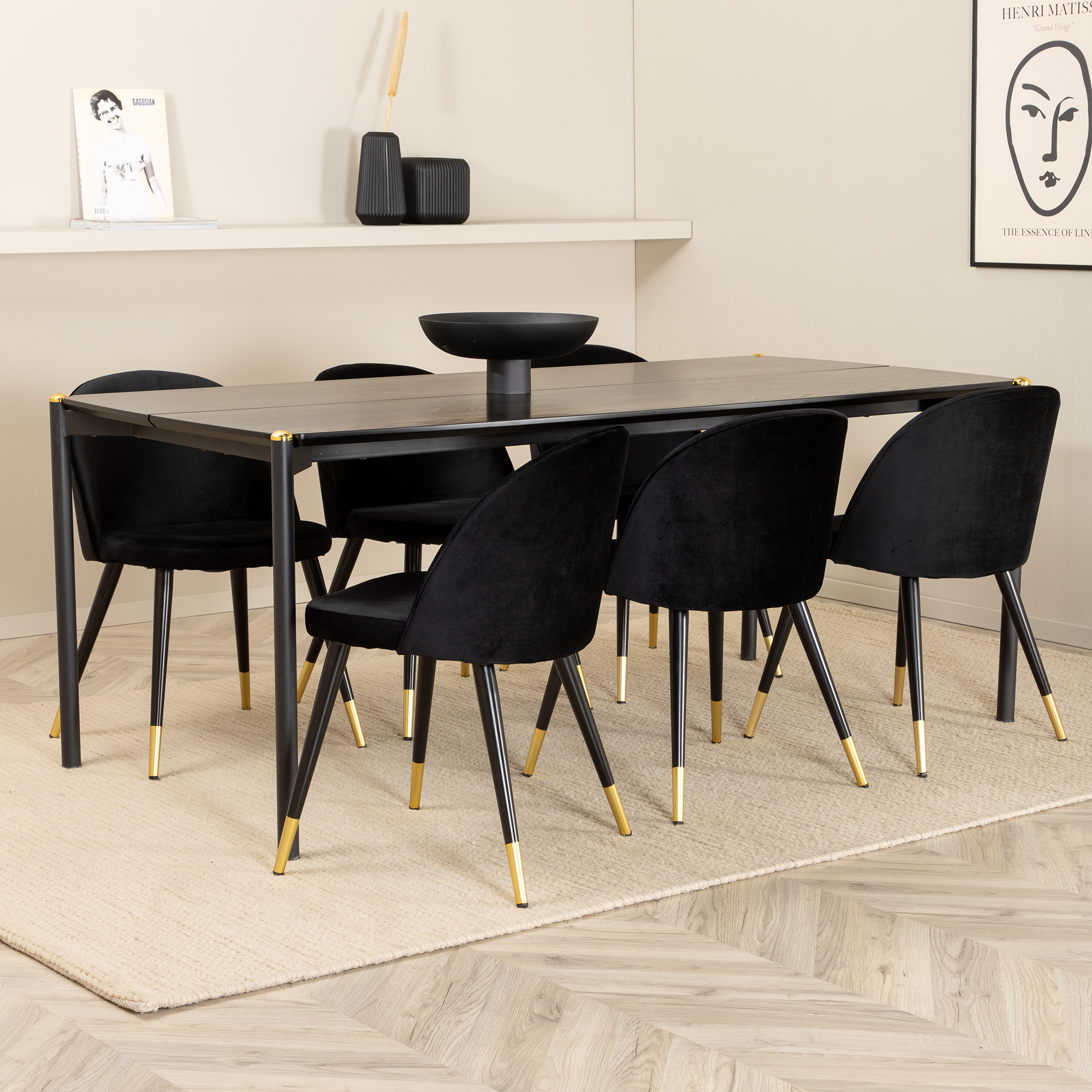 Matgrupp Venture Home Paris med 6 Valentina Stolar Sammet