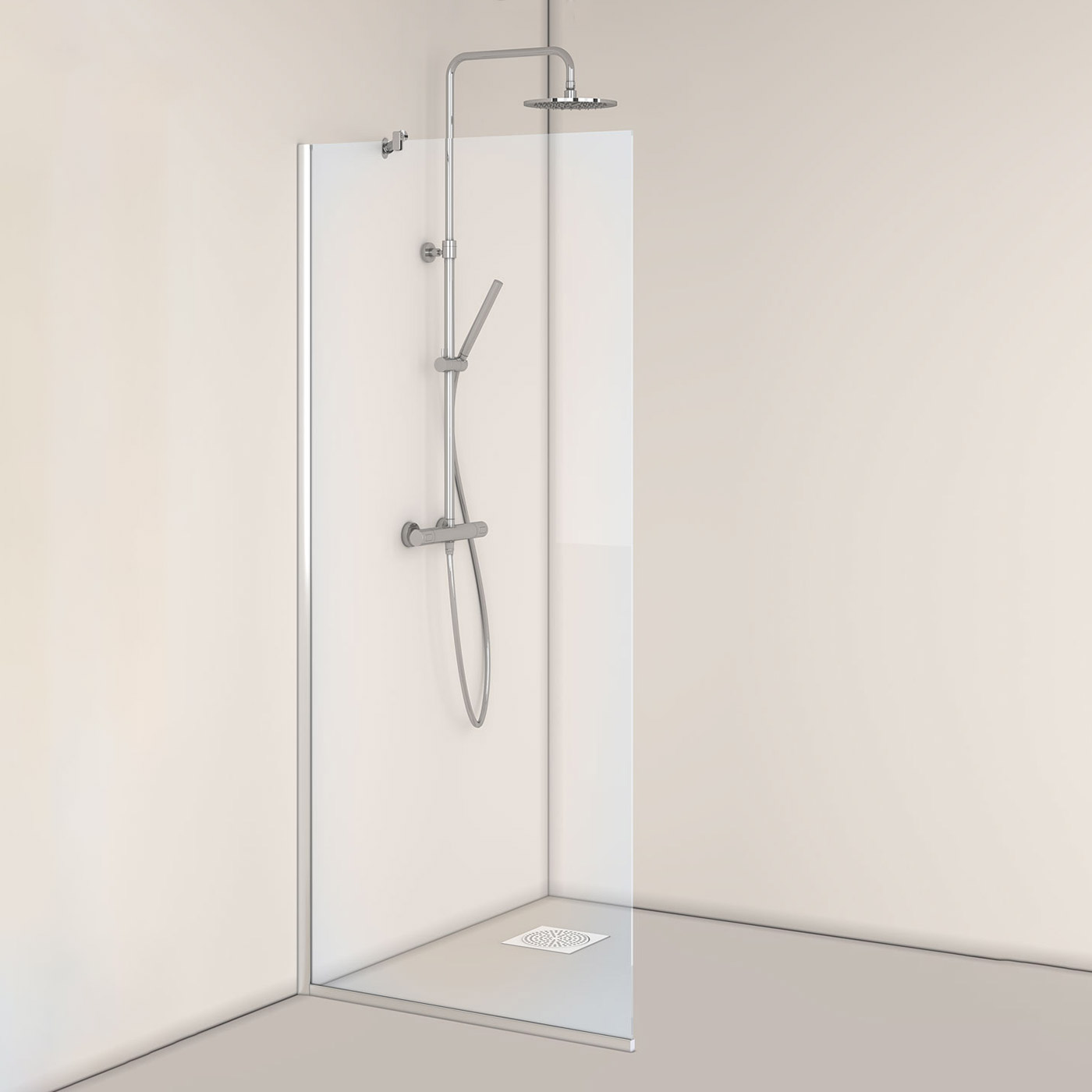 Duschvägg Hafa Igloo Pro I-WALL 70 KLAR NAT Glas: Klarglas, Profil: Aluminium, B: 675 mm