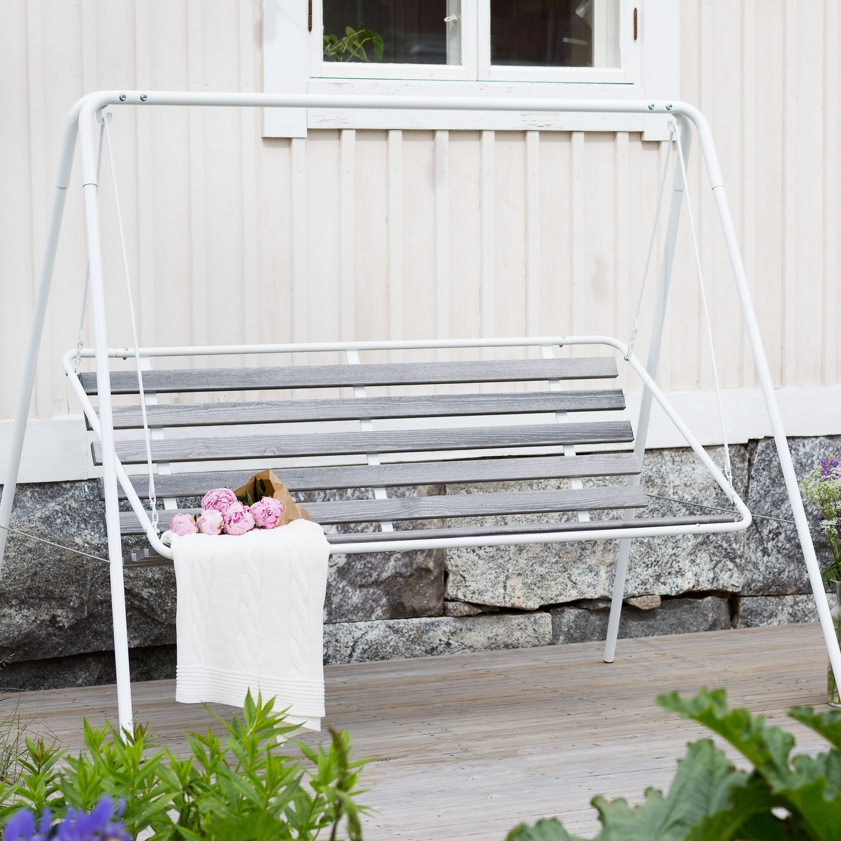 Retro  3-p hammock, vit stumme Vit/Grå