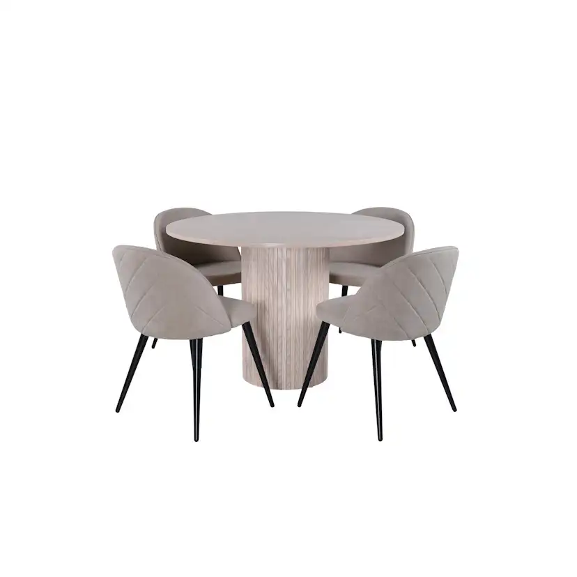 Matgrupp Venture Home Bianca Rund med 4 Valentina Stitcthes Stolar Polyester