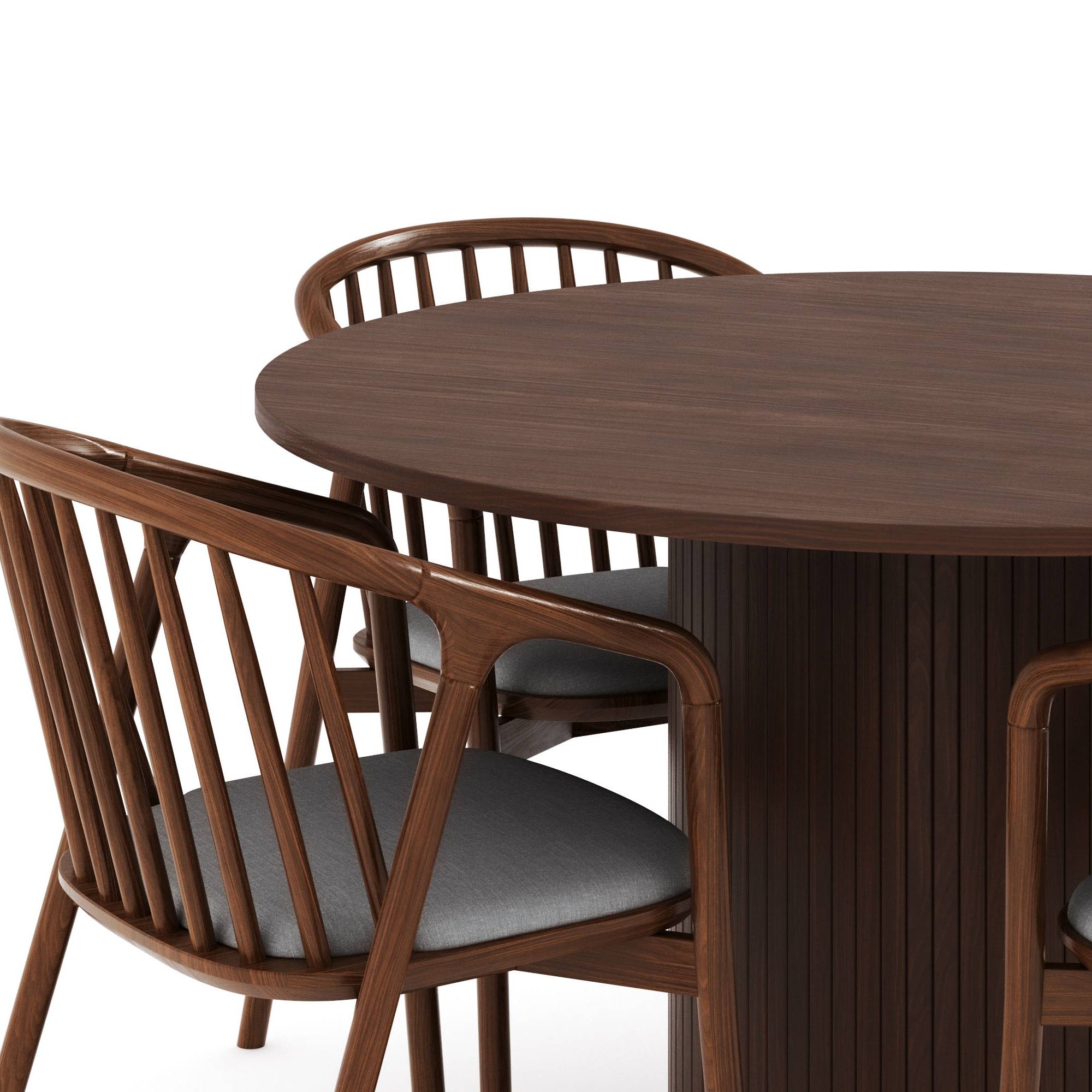 Matgrupp Bark Kopparbo Runt Matbord 120 cm med 4 Noira Matstol