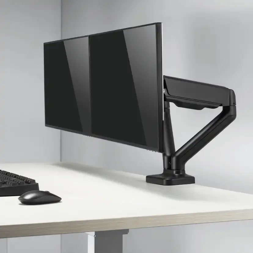 Monitorfästen LogiLink Dubbelarmad Monitorarm med Fjäder 17"-32" Svart