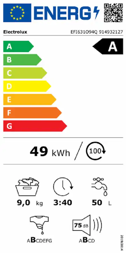 Frontmatad Tvättmaskin Electrolux EFI631O94Q SensiCare 600 9 Kg