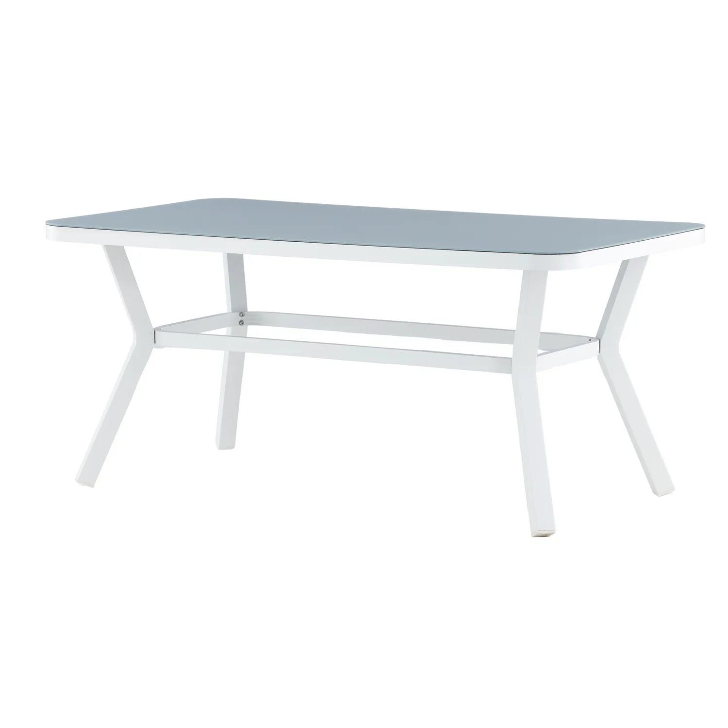 Virya Dining Table - White Alu / Grey Glass - small table Vit