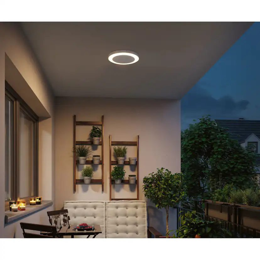 Taklampa LED Paulmann Circula med Skymningsstyrd rörelsedetektor Seawater Resistant IP44 230V Färg: Vit