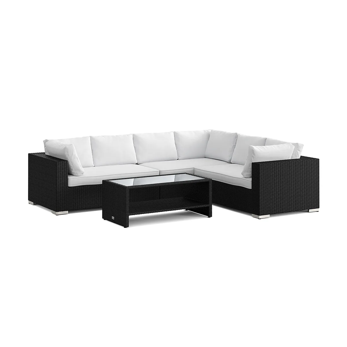 Loungegrupp Comfort Garden Bahamas L-formad utesoffa vänster, 6-sits med bord och hylla