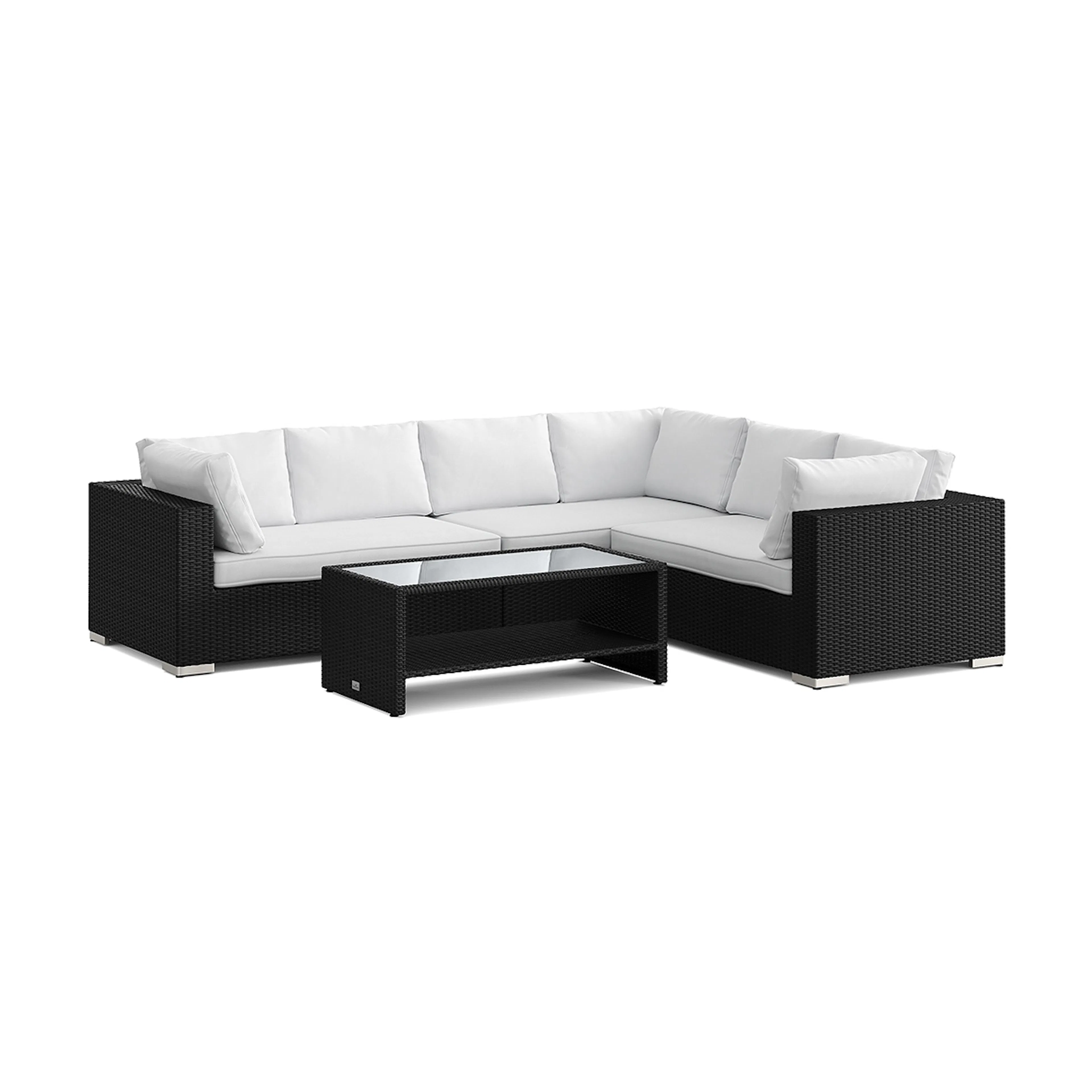 Loungegrupp Comfort Garden Bahamas L-formad utesoffa vänster, 6-sits med bord och hylla