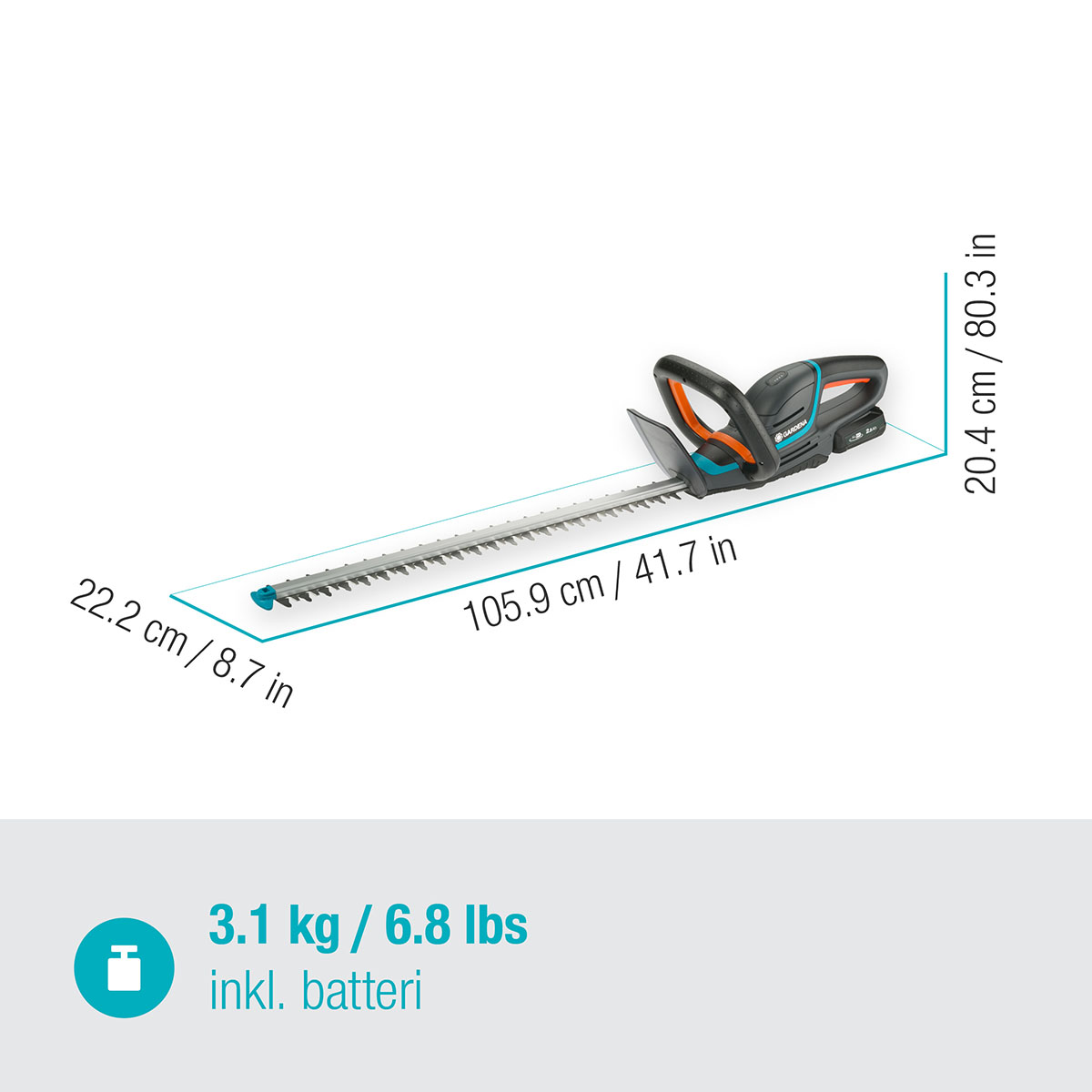 Häcksax Gardena ComfortCut 60/18V P4A Komplett (2,5Ah batteri + standardladdare)