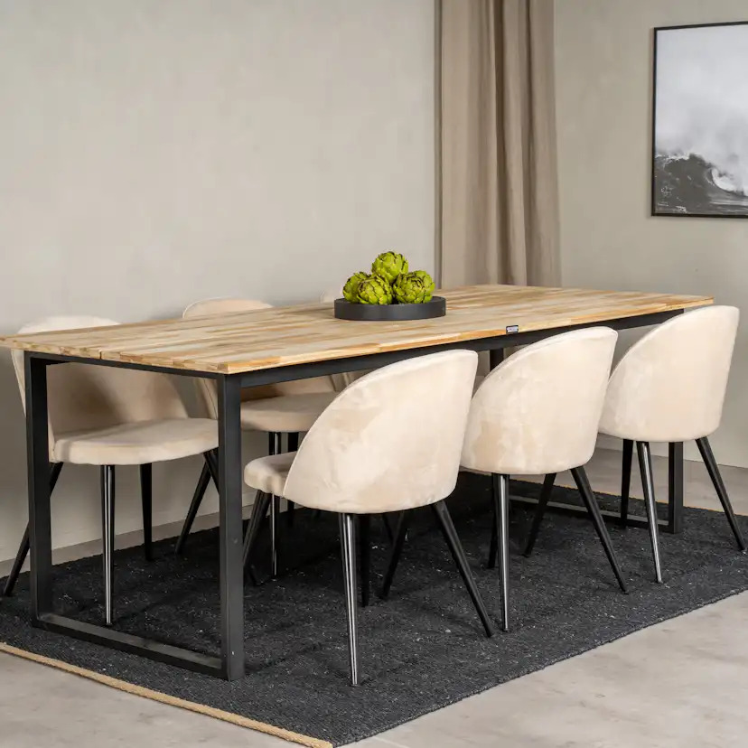 Matgrupp Venture Home Cirebon med 6 Velvet Stolar