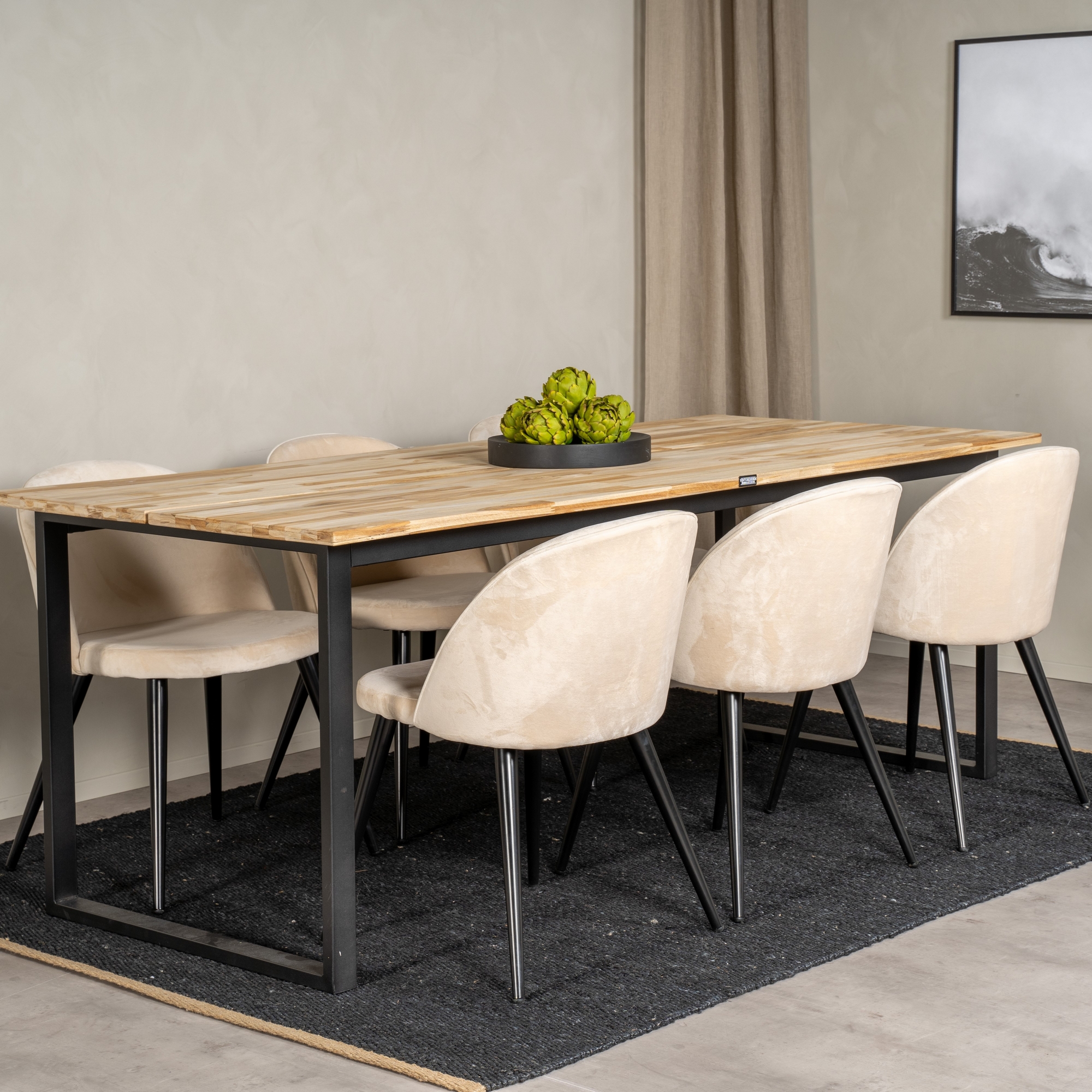 Matgrupp Venture Home Cirebon med 6 Velvet Stolar