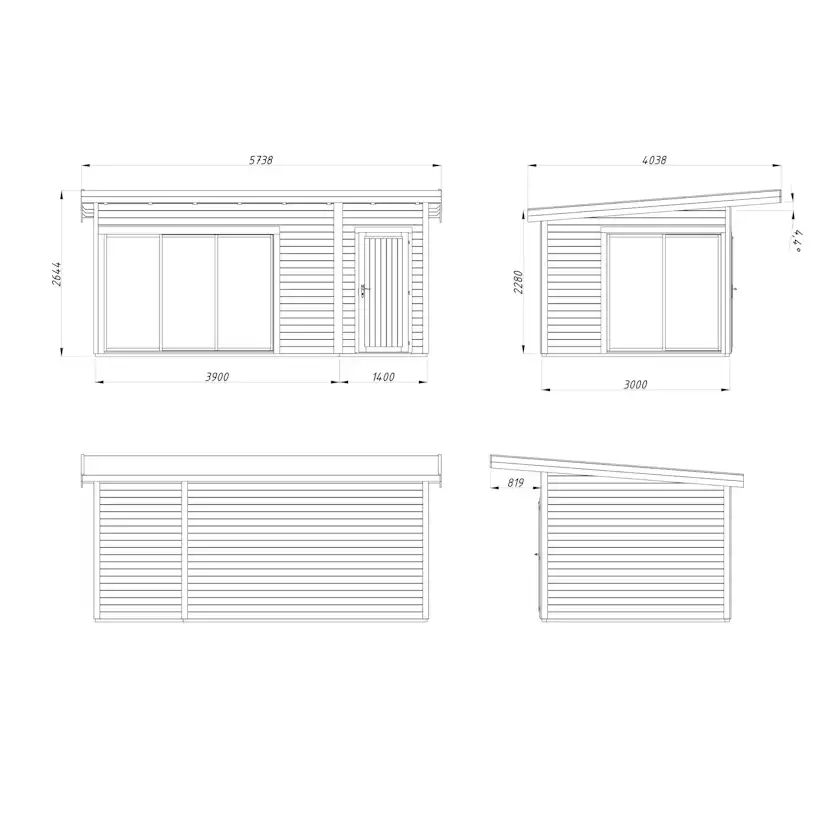 Stuga Palmako Andrea 15,9 m² Slide (inv. 15,2 m²)