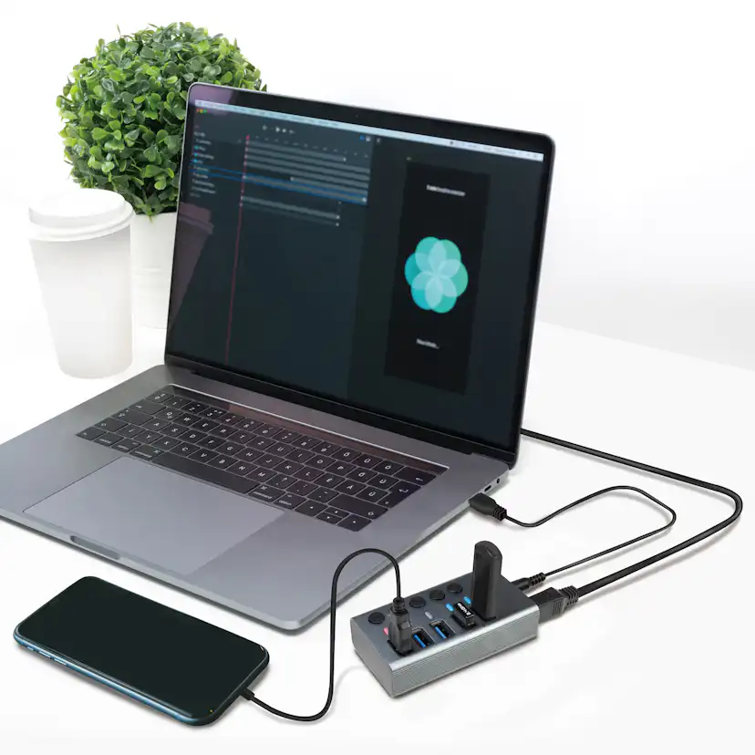 USB-hub LogiLink 4+1-port med Separata På/Av-knappar USB 3.2 Gen 1