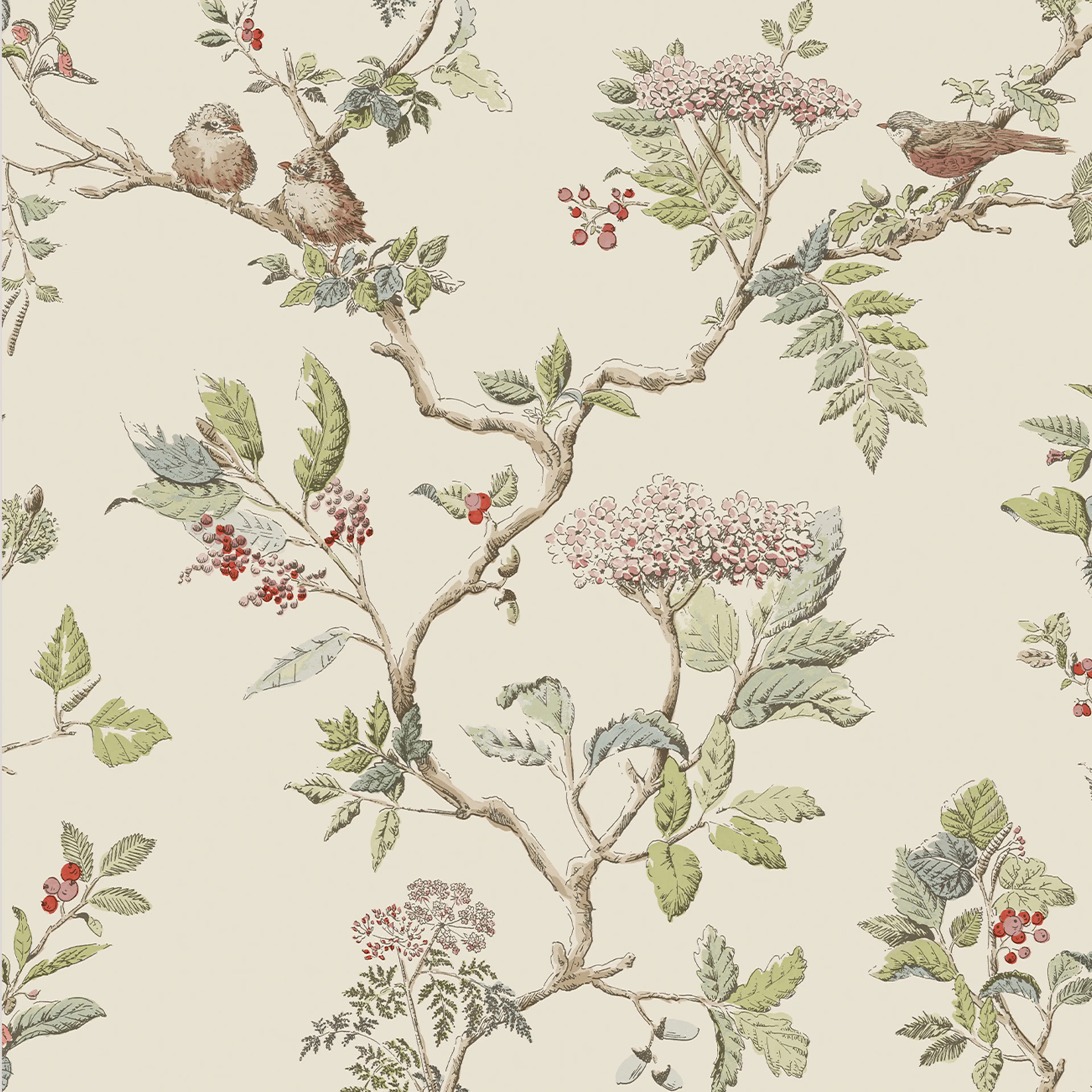 Tapet Laura Ashley Elderwood Naturel EasyUp, Mönstrad Flerfärgad