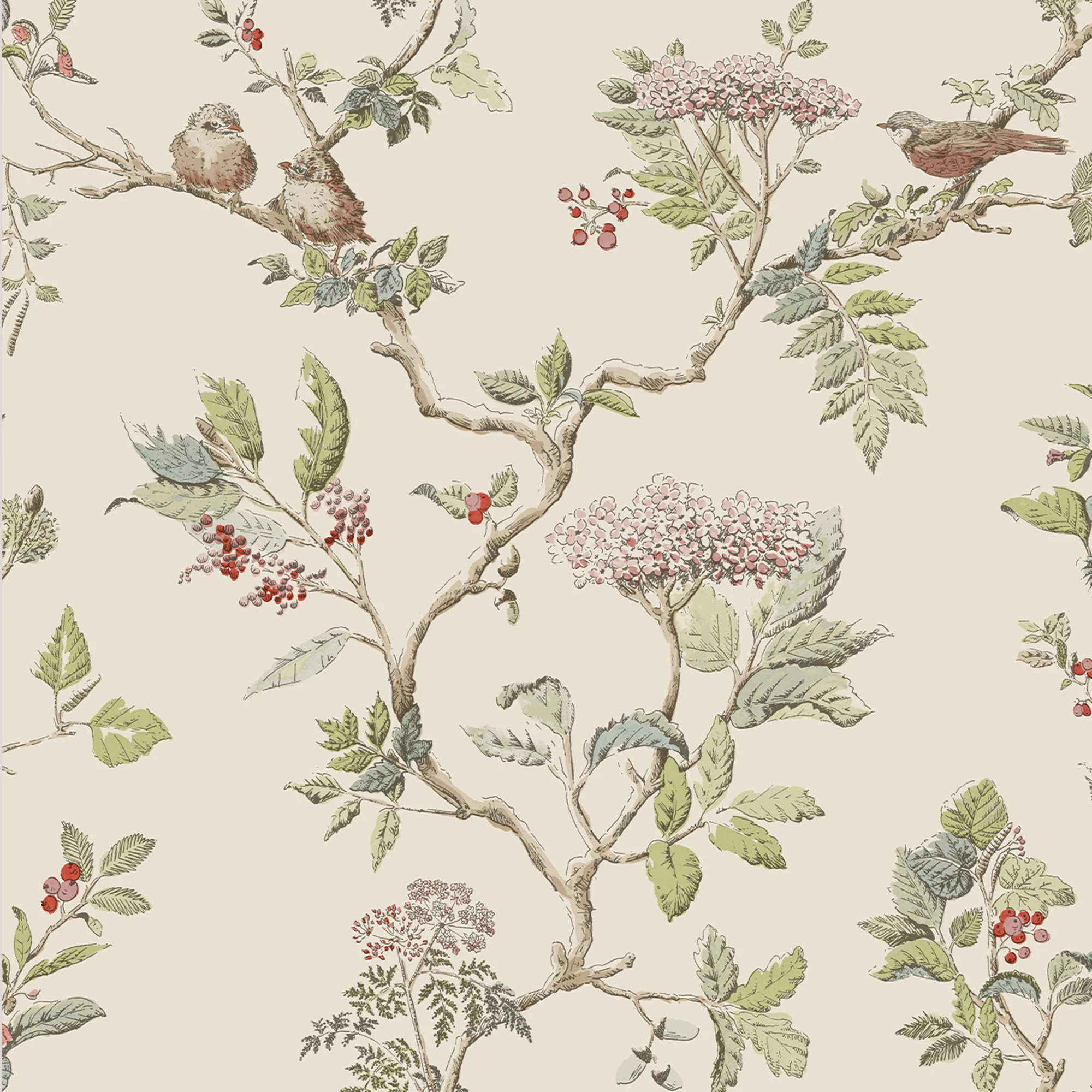 Tapet Laura Ashley Elderwood Naturel EasyUp, Mönstrad Flerfärgad