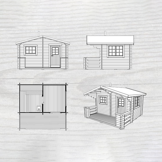 Bastu Baseco Bräska 10 m² Fristående Bastuhus med Altan & Sadeltak