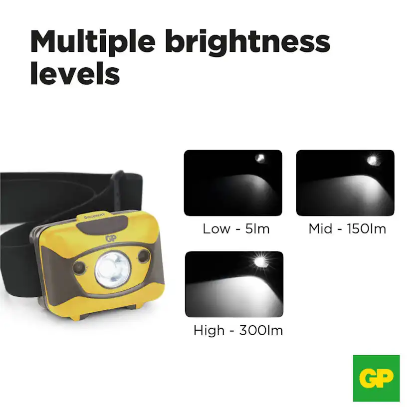 Pannlampa GP Batteries Discovery CH46 300lm Robust och Vattentålig