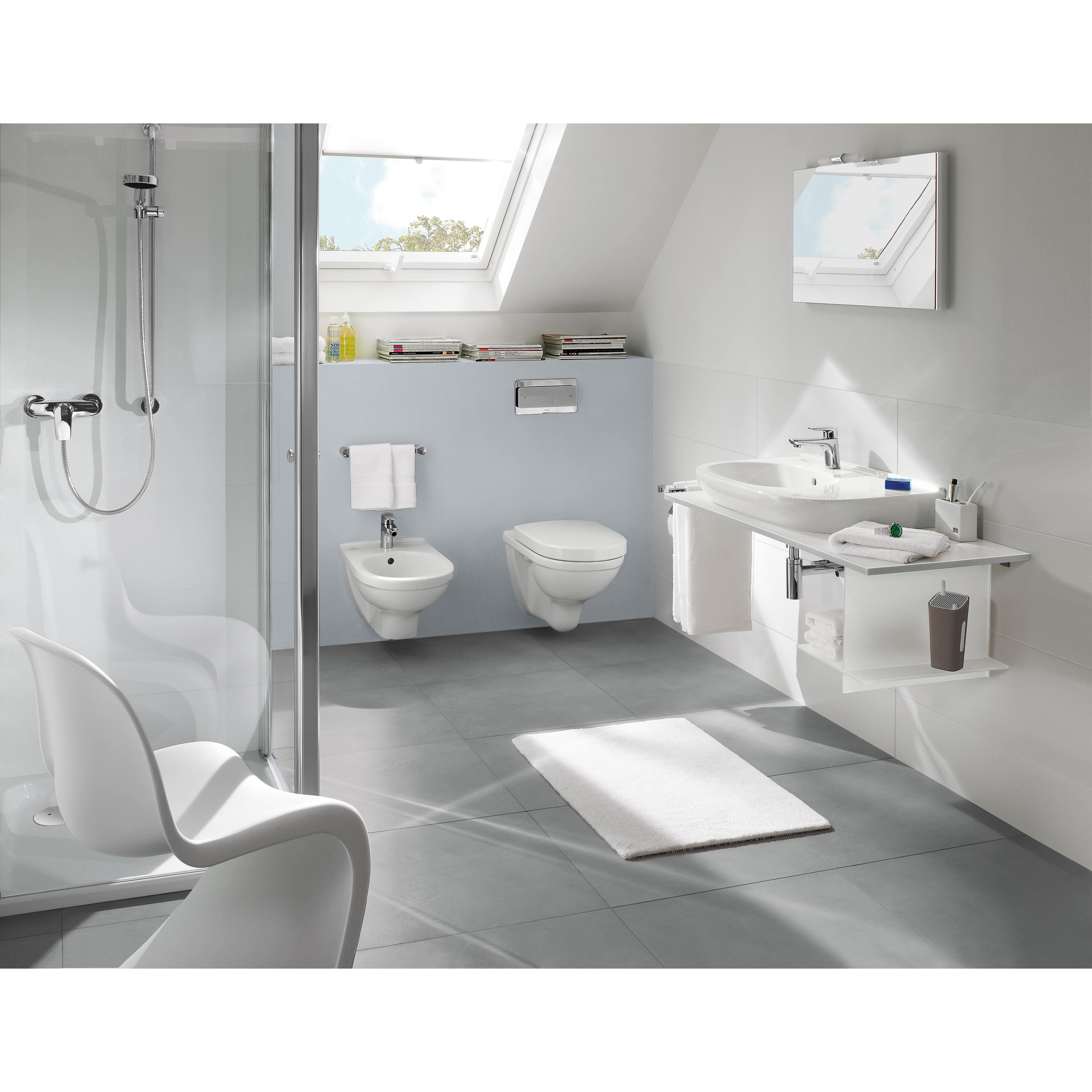 Vägghängd toalett Villeroy & Boch O.novo 5660H101 Vit Alpin, utan Ceramic Plus med Toalettsits, med spolkant