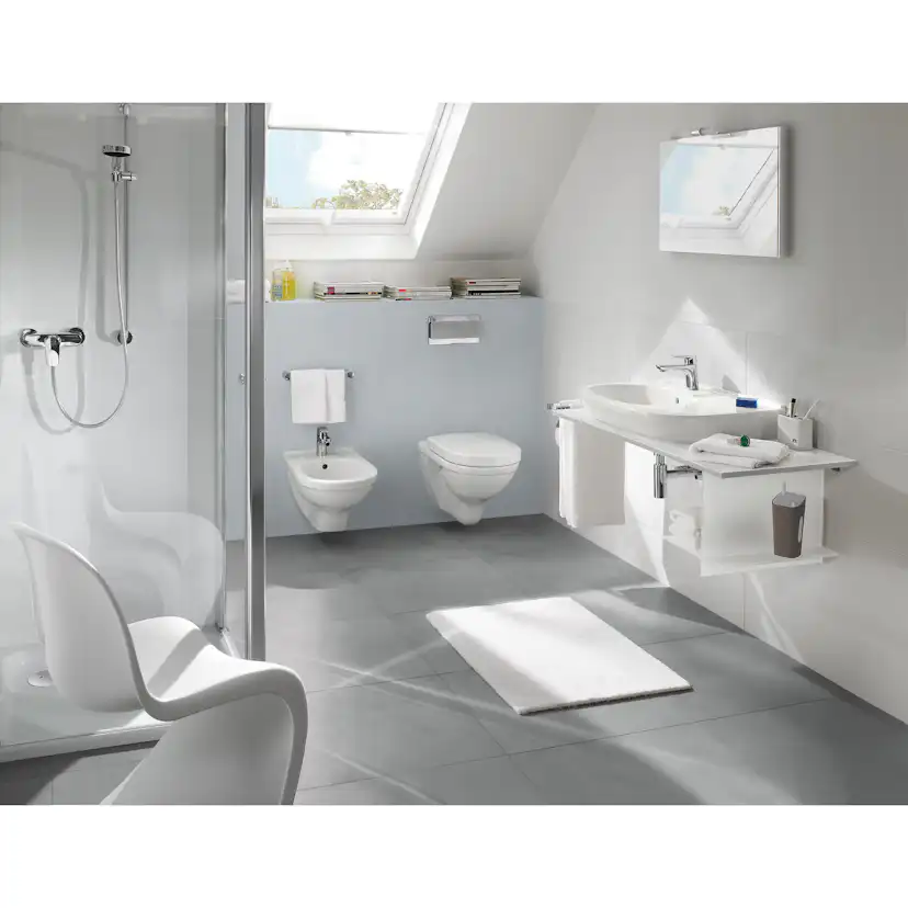 Vägghängd toalett Villeroy & Boch O.novo 5660H101 Vit Alpin, utan Ceramic Plus med Toalettsits, med spolkant