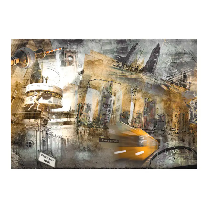 Berlin - kollage (orange) 300x210 Storlek: 300x210 cm