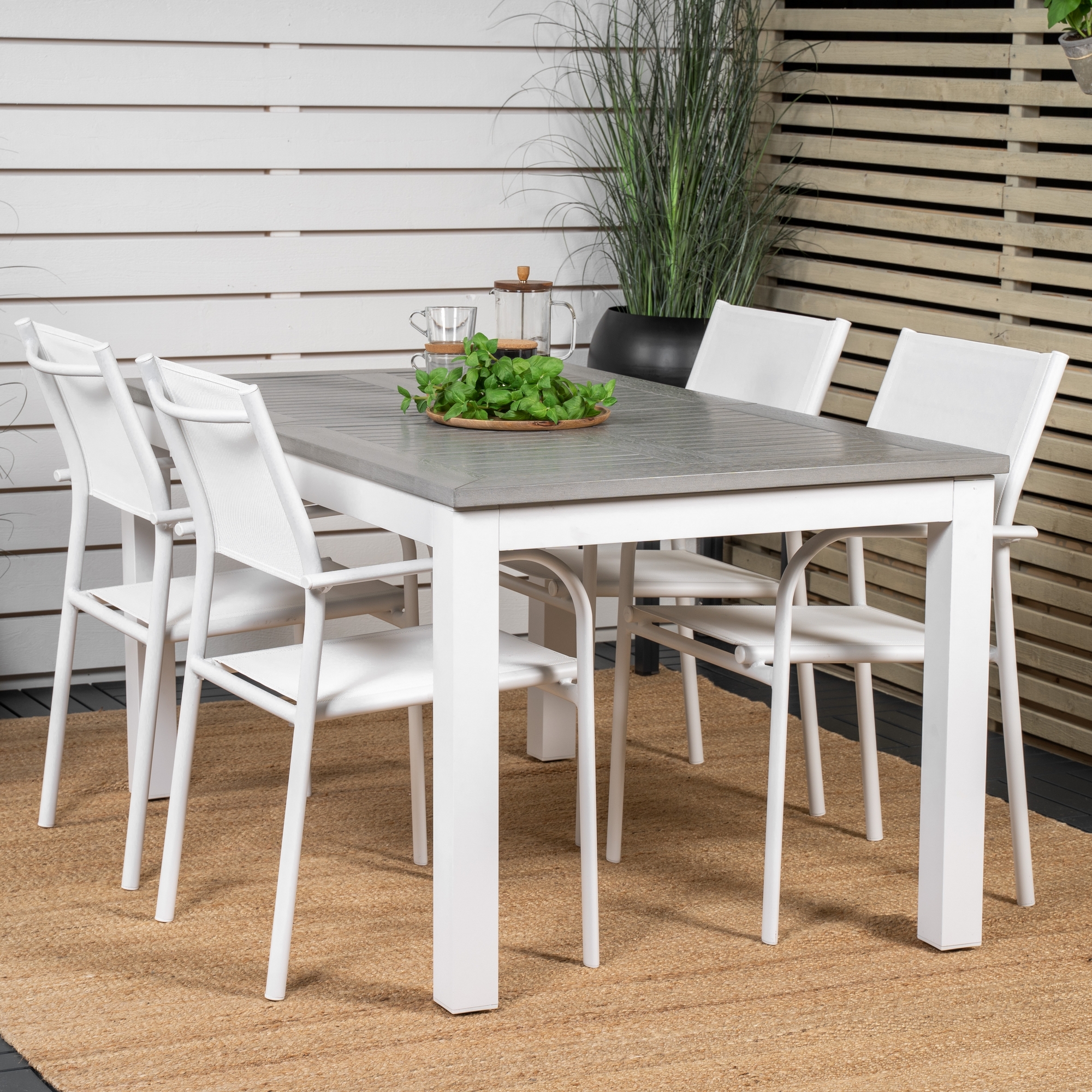 Albany Dining Table 152/210*90 - White Alu / Grey Aintwood+S Vit/Grå