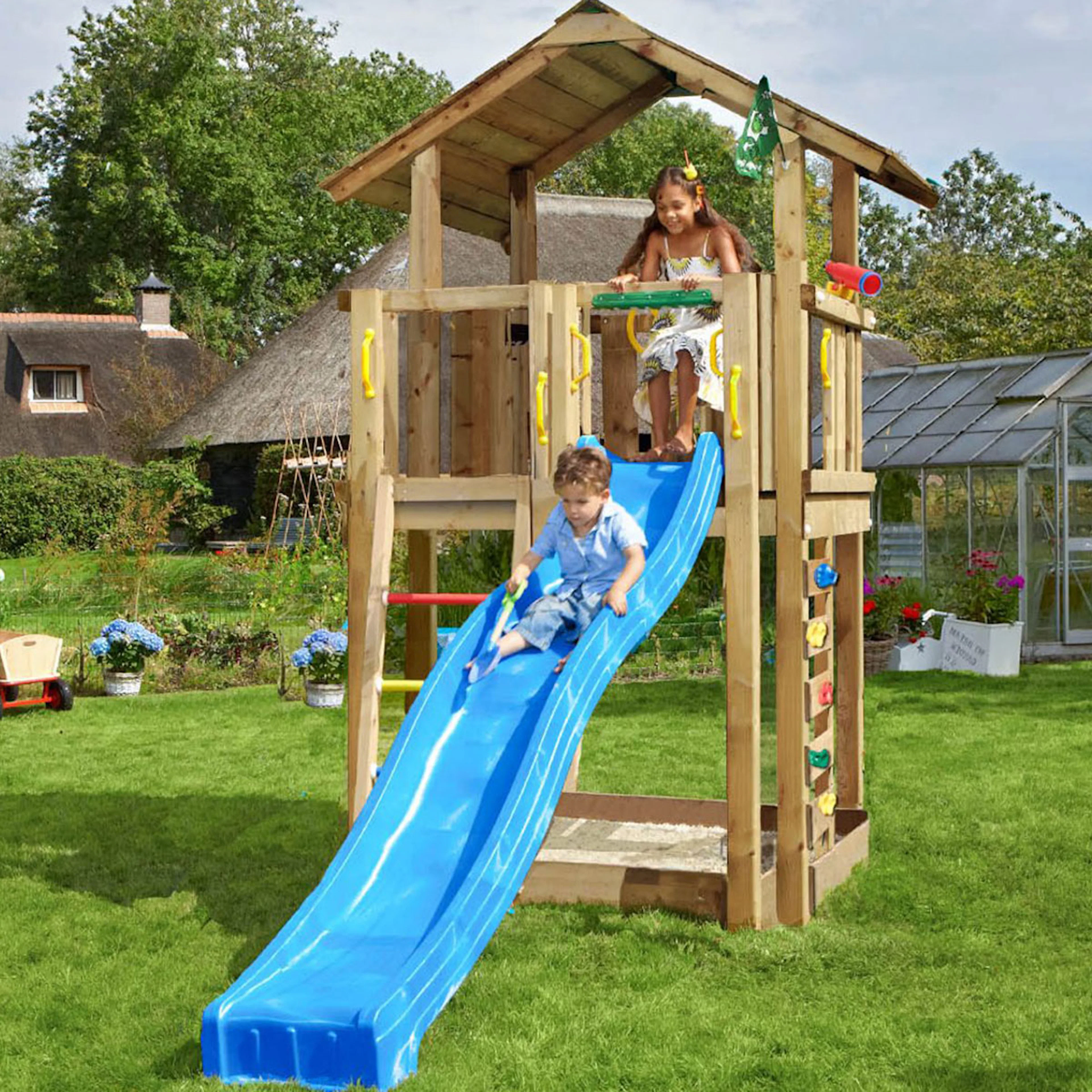 Lektorn Jungle Gym Chalet 2.1 Lektorn Blå Rutschkana
